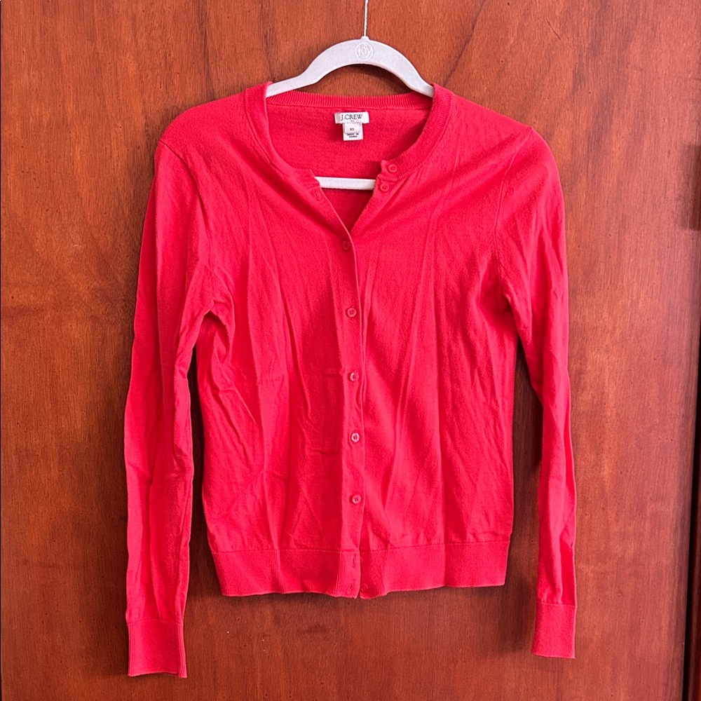 j crew coral cardigan size xs